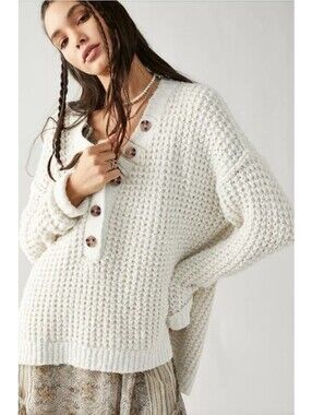 Free People Waffle Jenley Oversized Sweater